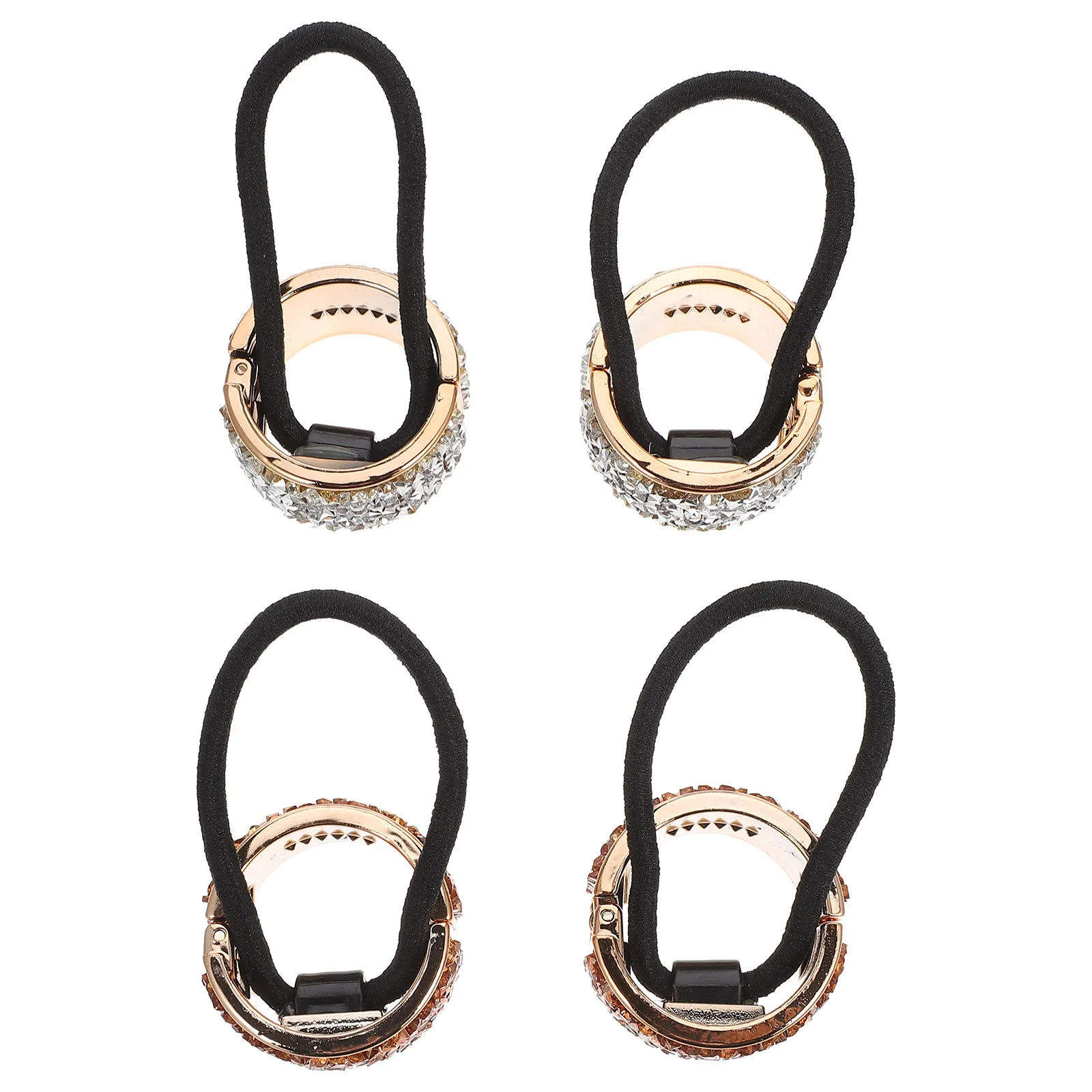 

4Pcs Bling Hair Accessories Ponytail Holder Cuffs Spring Hair Ties for Women Daily Use Party Ceremony Banquet Ponytail Buckle