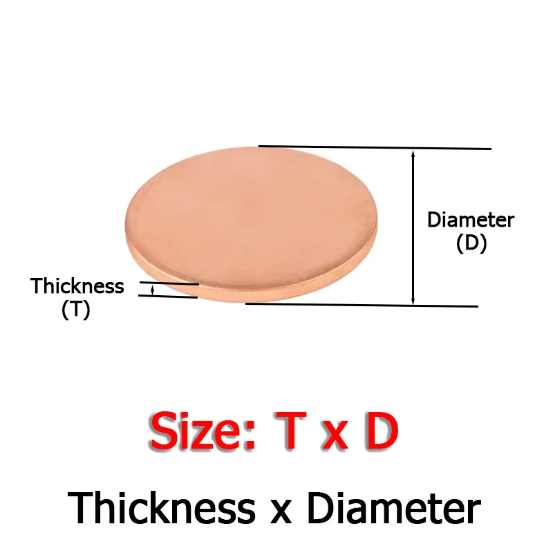 T2 Copper Sheet Plate Disc Pure Copper Round Sheets Red Coppers Circular Plates Dia 5mm-300mm Thick 0.1 0.2 0.3 0.4 0.5 0.8 1mm