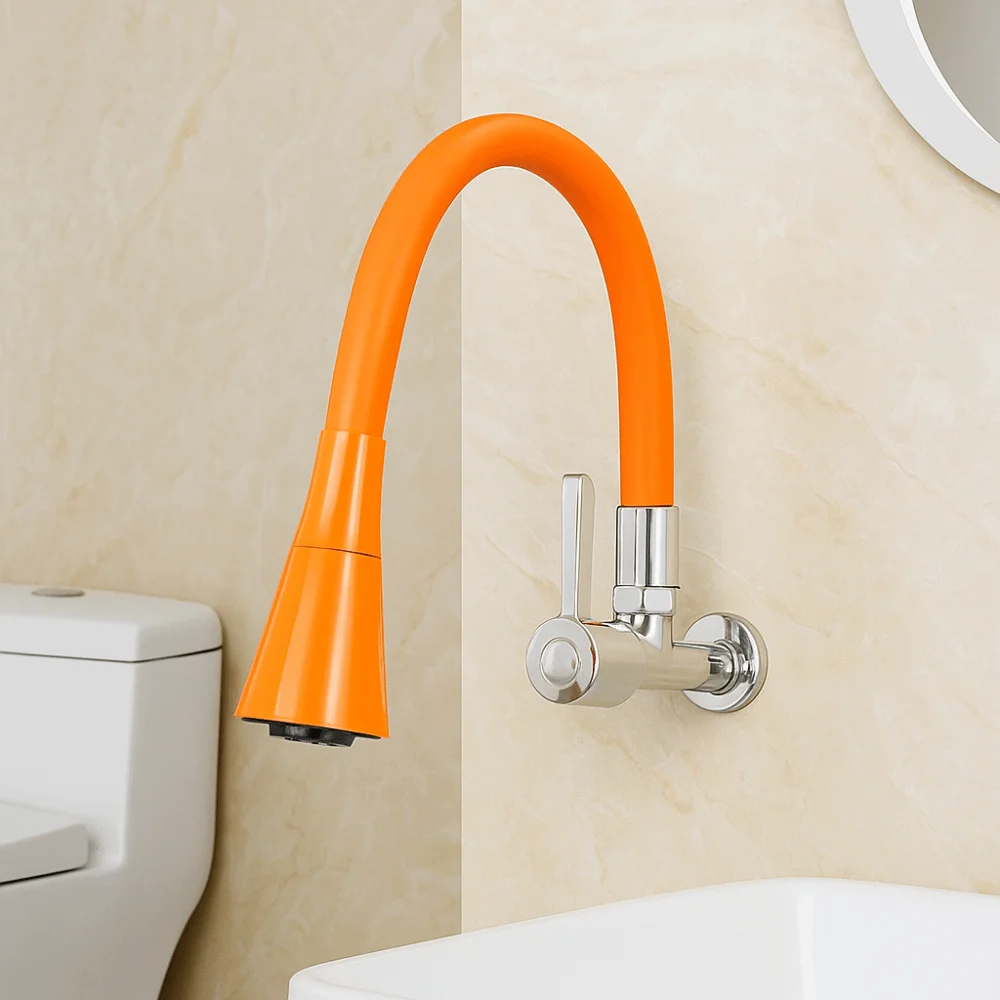 

Durable Zinc Alloy Kitchen Faucet Water Saving 2 Modes Wall Mounted Faucet Universal Rotatable Spout Faucet Balcony