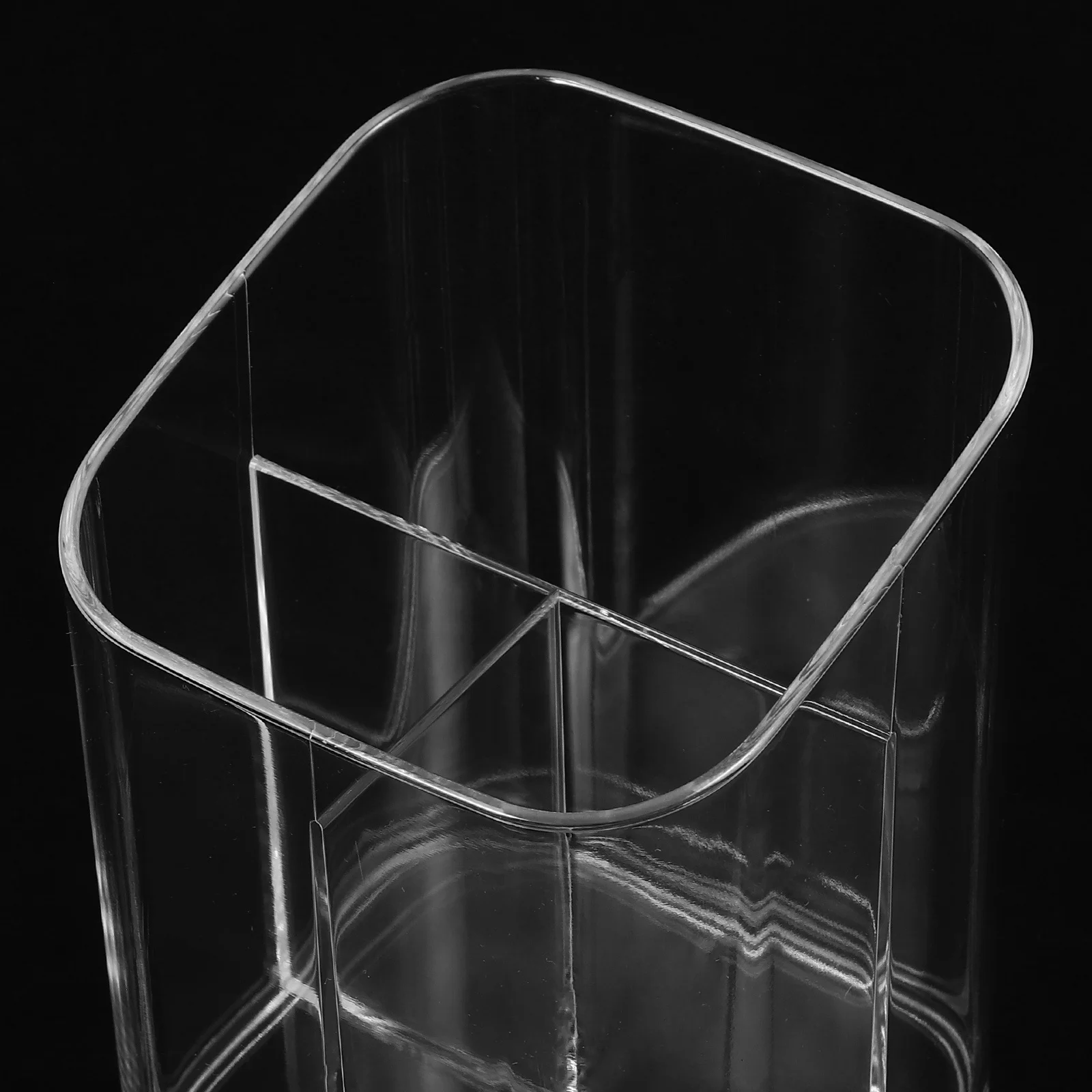 2Pcs Makeup Brush Holder Clear Plastic Pen Cup Organizer for Vanity Table Storage Rotatable Compartment Design Home Office Desk