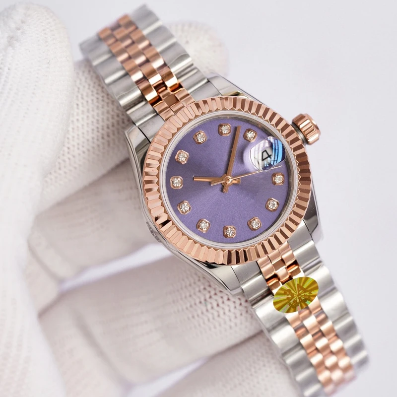 Reloj de pareja de marca de lujo para amantes, reloj mecánico de estilo clásico de 28mm para mujeres elaboradas por Rolexes, regalo maravilloso de inspiración