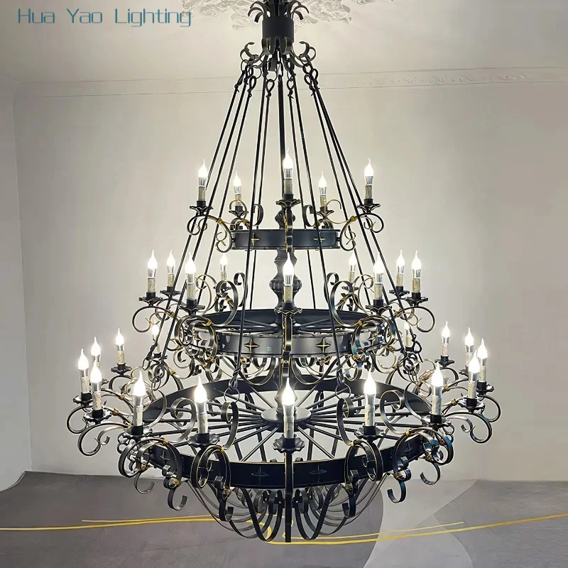 American Country-Style Villa Chandelier Modern Court-Style Open Staircase Wedding Hotel French Duplex Building Large Chandelier