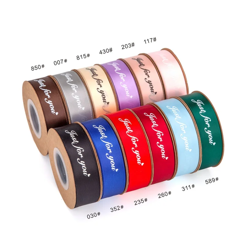 Ribbon customization25Mm Satin Ribbon Screen Print Festival Packaging Ribbon  Logo Ribbon Custom For Headdress Bow