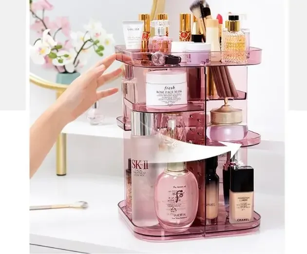 1PC DIY 360 Degree Rotation Transparent Acrylic Cosmetics Storage Box Makeup jewelry skin care product Storage Organizer OK 0682