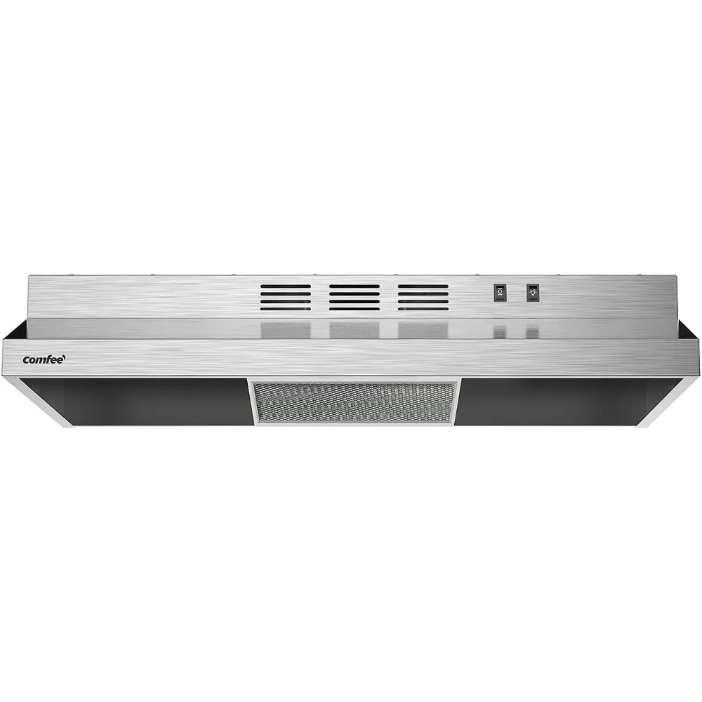 Range Hood 30 Inch Ducted Ductless Vent Hood Durable Stainless Steel Kitchen Hood for Under Cabinet with 2 Reusable Filter