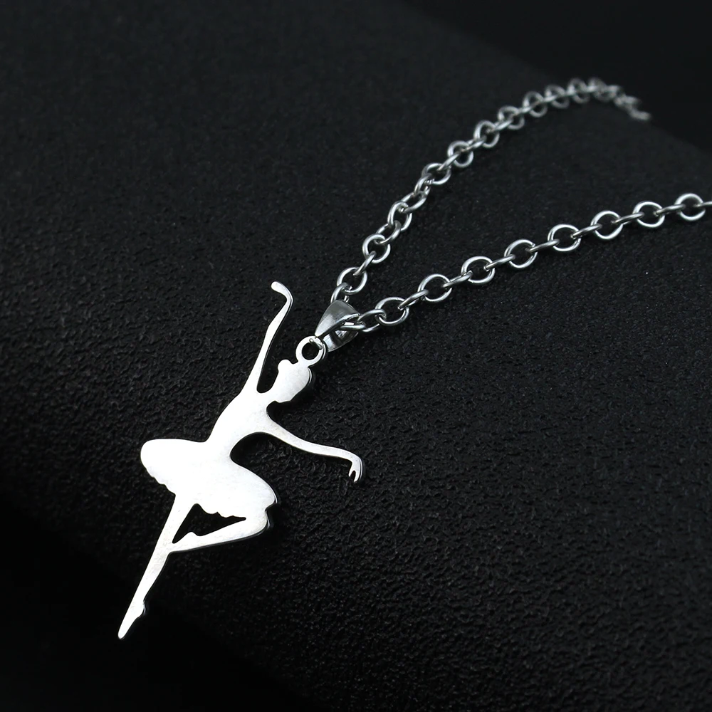 Stilvolle Tänzerin-Ballerina-Anhänger-Halskette aus Edelstahl, Künstler-Tänzerin-Ballett-Choker-Kette für Schmuckgeschenke