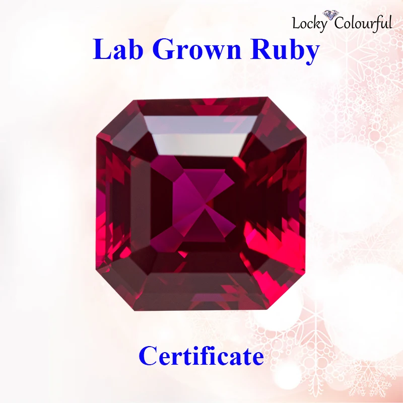 

Lab Grown Ruby Asscher Shape Wholesale Charms Red Color Beads Selectable AGL Certificate for DIY Jewelry Making Pendant Material