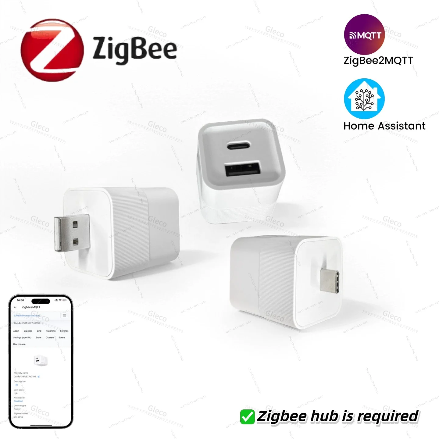 Zigbee USB Adaptor To TYPE C 5V Micro Adaptador Switch Cable Converters For Iphone Xiaomi Macbook Connector 2Mqtt Home Assistant