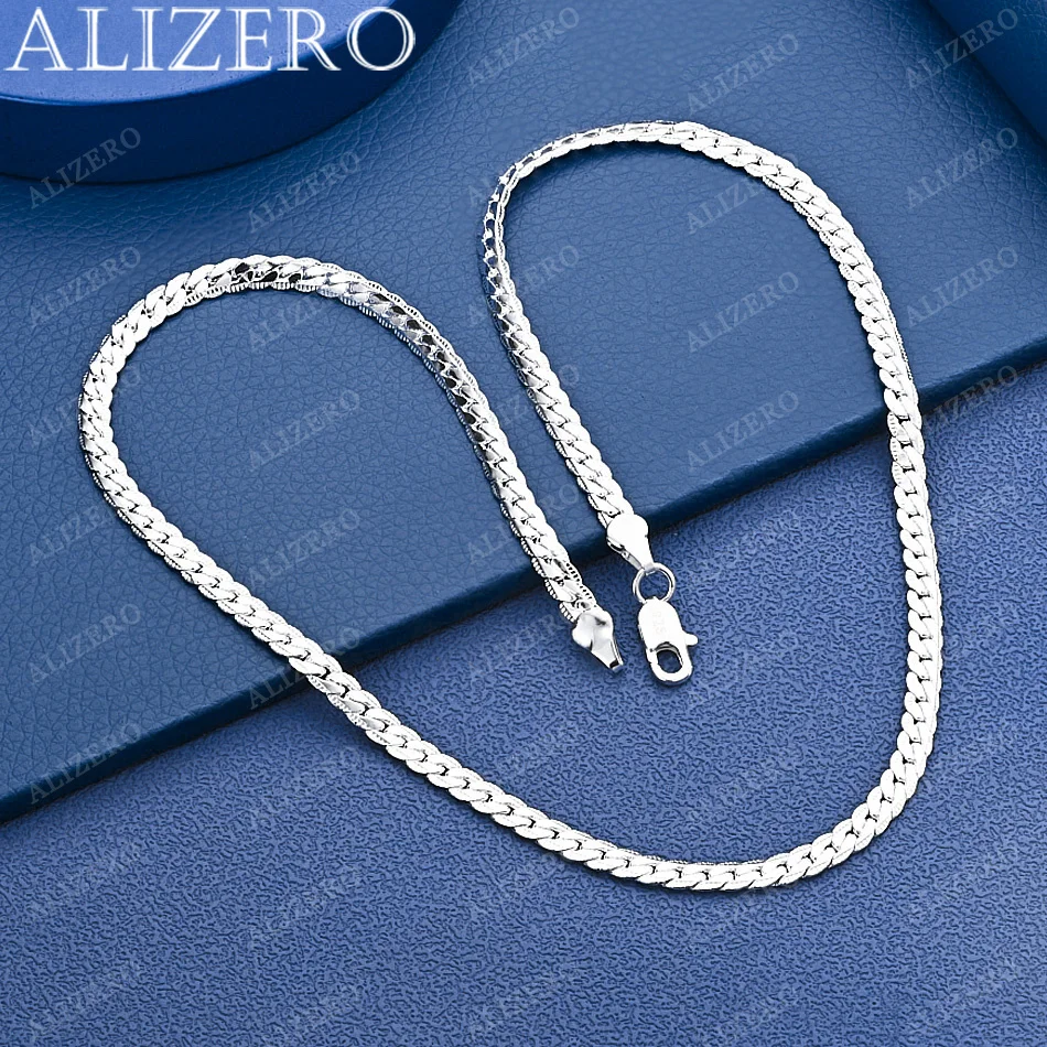 ALIZERO 40-60cm 925 Sterling Silver Chain Necklace For Women Men Charm Trend Birthday Gifts Fashion Party