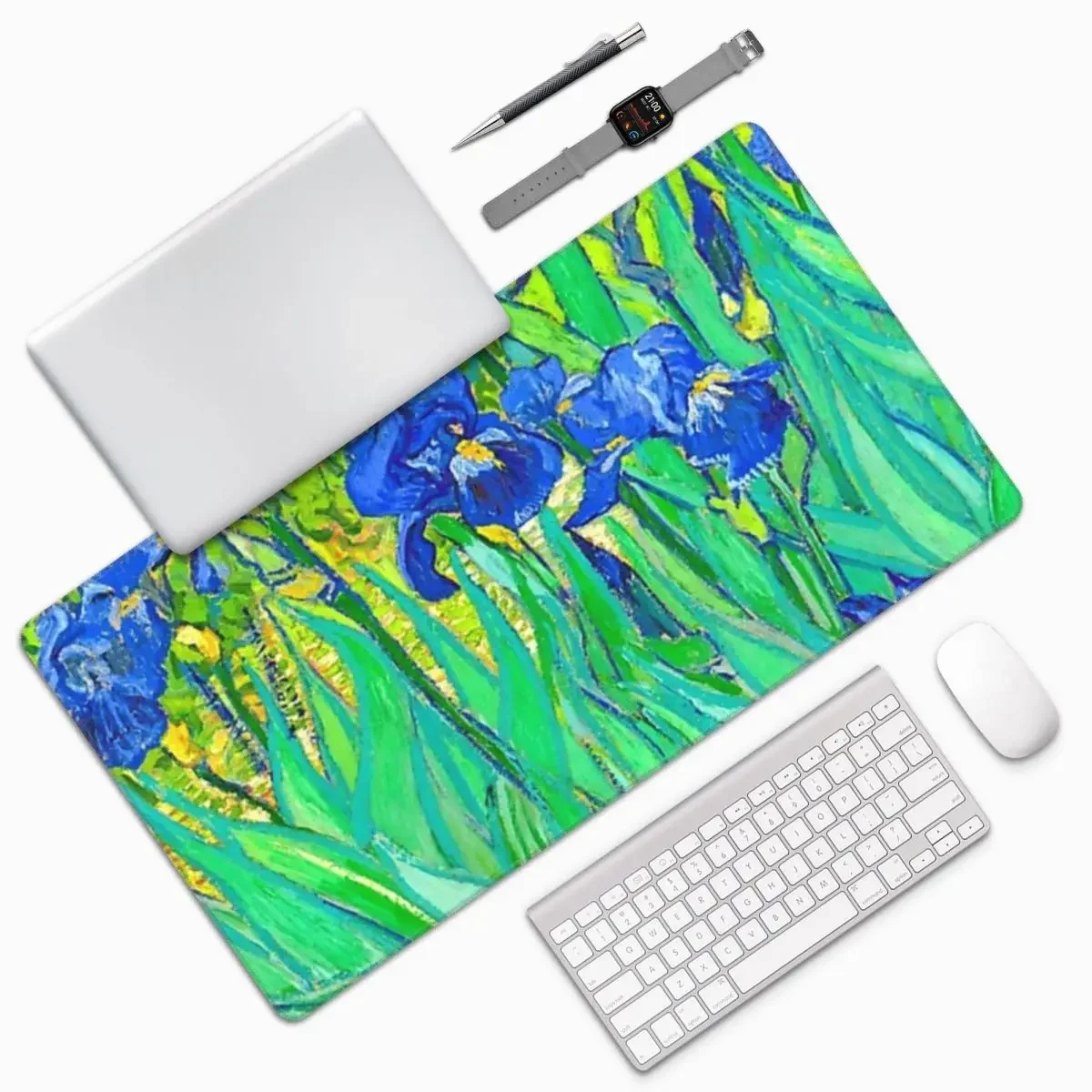 Vincent Van Gogh Irises Art Flowers Large Mouse Pad Computer Keyboard Mouse Mat Gaming PC Laptop Desk Mat