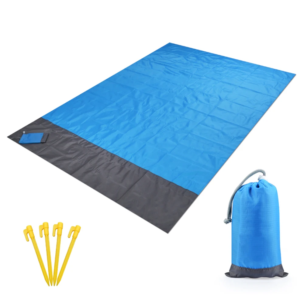 Waterproof Outdoor Beach Blanket Portable Picnic Mat Camping Ground Mat Sun Shade Tent Tarp with Storage Sack Sleeping Gear Tool