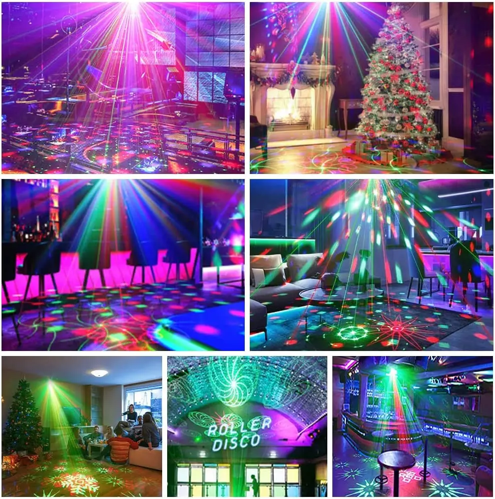 Party Lights Disco Ball Lights 2 in 1 Dj Disco Lights Stage Lights Sound Activated Strobe Lights Christmas Wedding Home Decorati