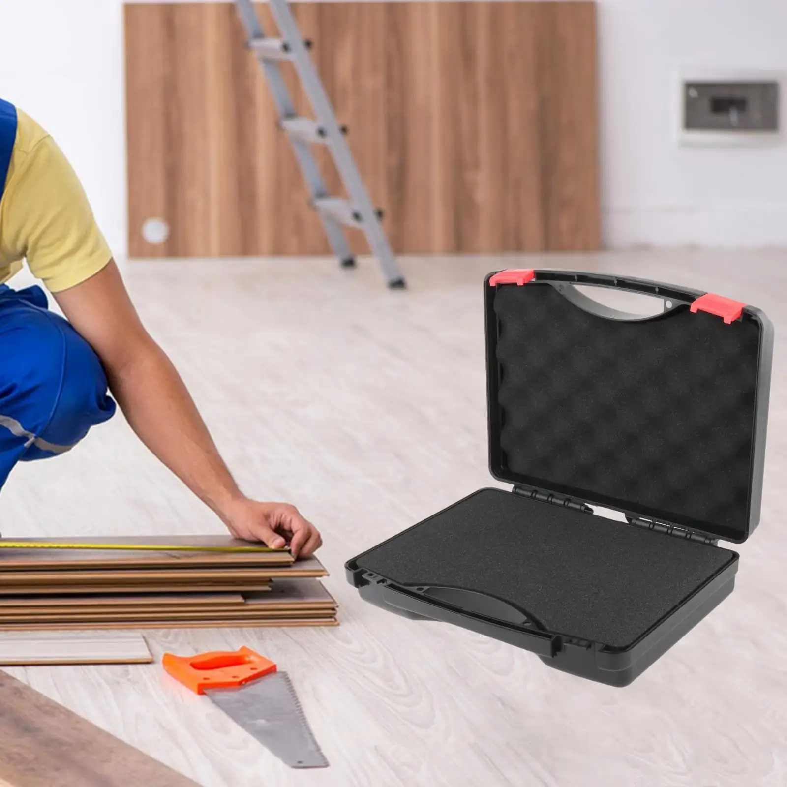 2xProtective Toolbox with Sponge Wear Resistant Lockable for Workplace Outdoor