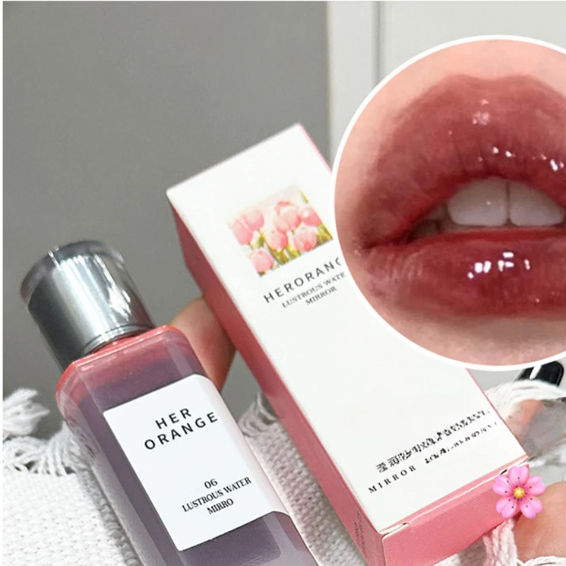 New Jelly Mirror Lip Glaze trasparente Water Glossy Lipgloss Mocha Brown Liquid Lipstick idratante Lasting Red Lip Tint Stain