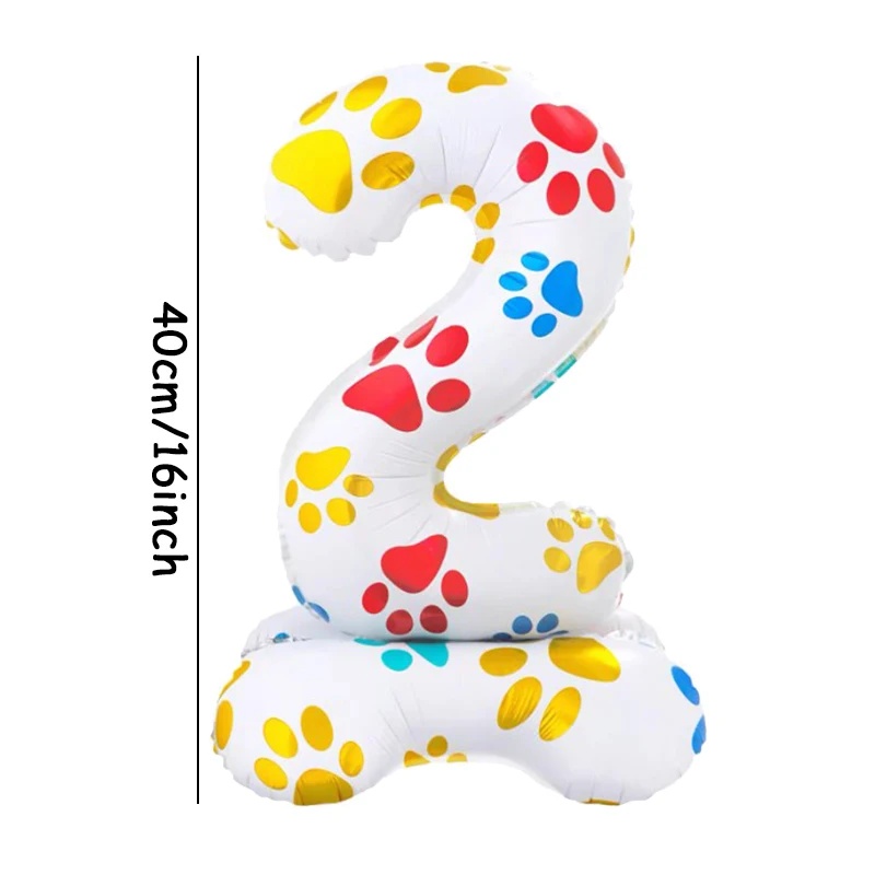 1Pc New 16 Inch Dog Paw Pattern Base With Numbers 0-9 Aluminum Film Balloon Pet Birthday Party Decoration Item