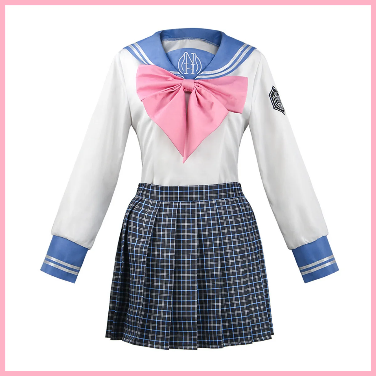 Game Maizono Sayaka Cosplay Costume Japanese JK School Uniform Pink Gingham Sailor Set Wig Adult Woman Sexy Carnival Suit view 2