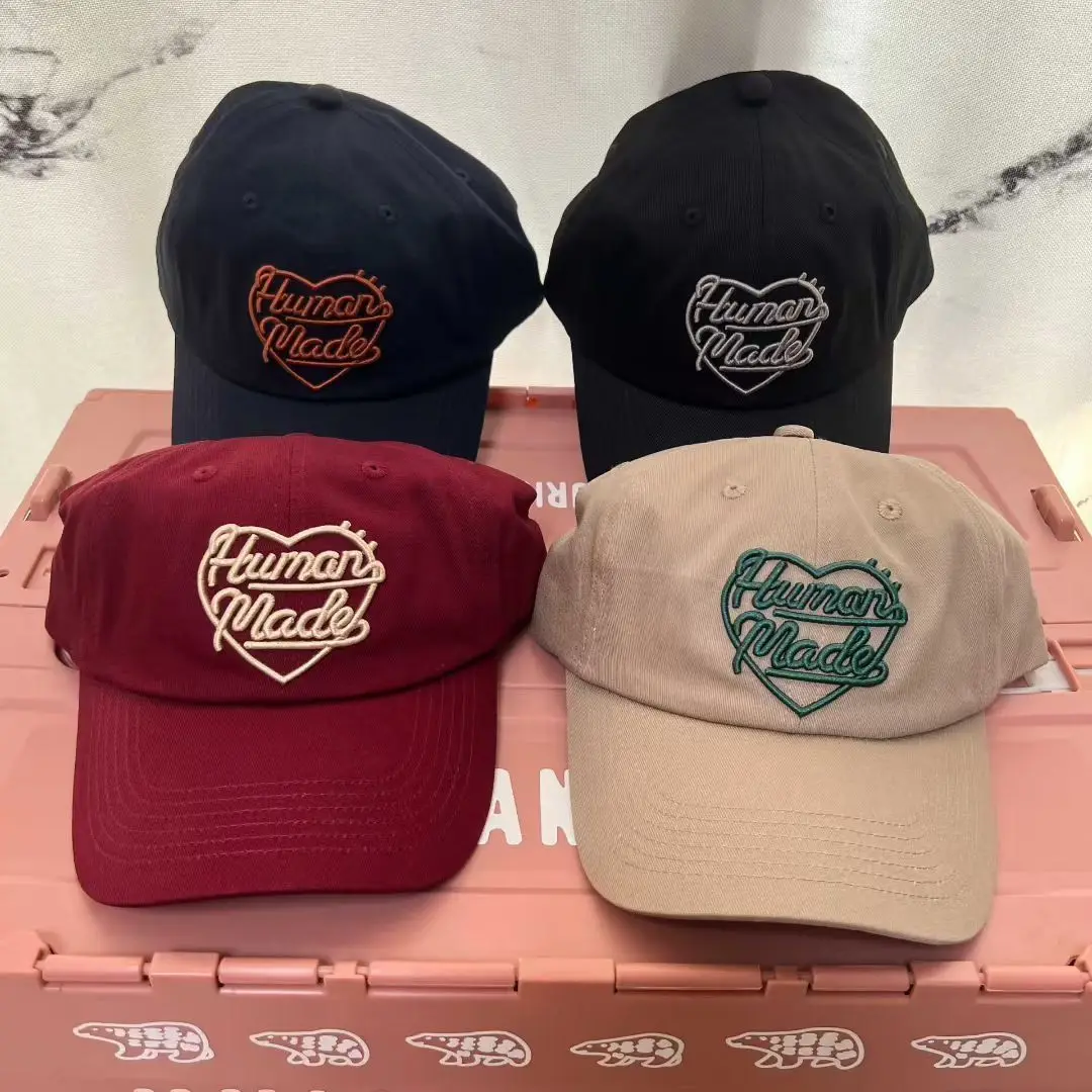 Human Made 2026 Vintage Letter Heart Embroidery Denim Baseball Cap New Unisex Sun Visor Peaked Hat