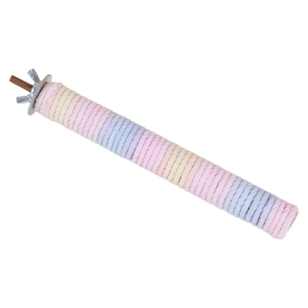Comfortable Grip Parrot Standing Perch Colorful Screw Fixation Bird Teeth Chew Pole Wear-resistant Easy To Install