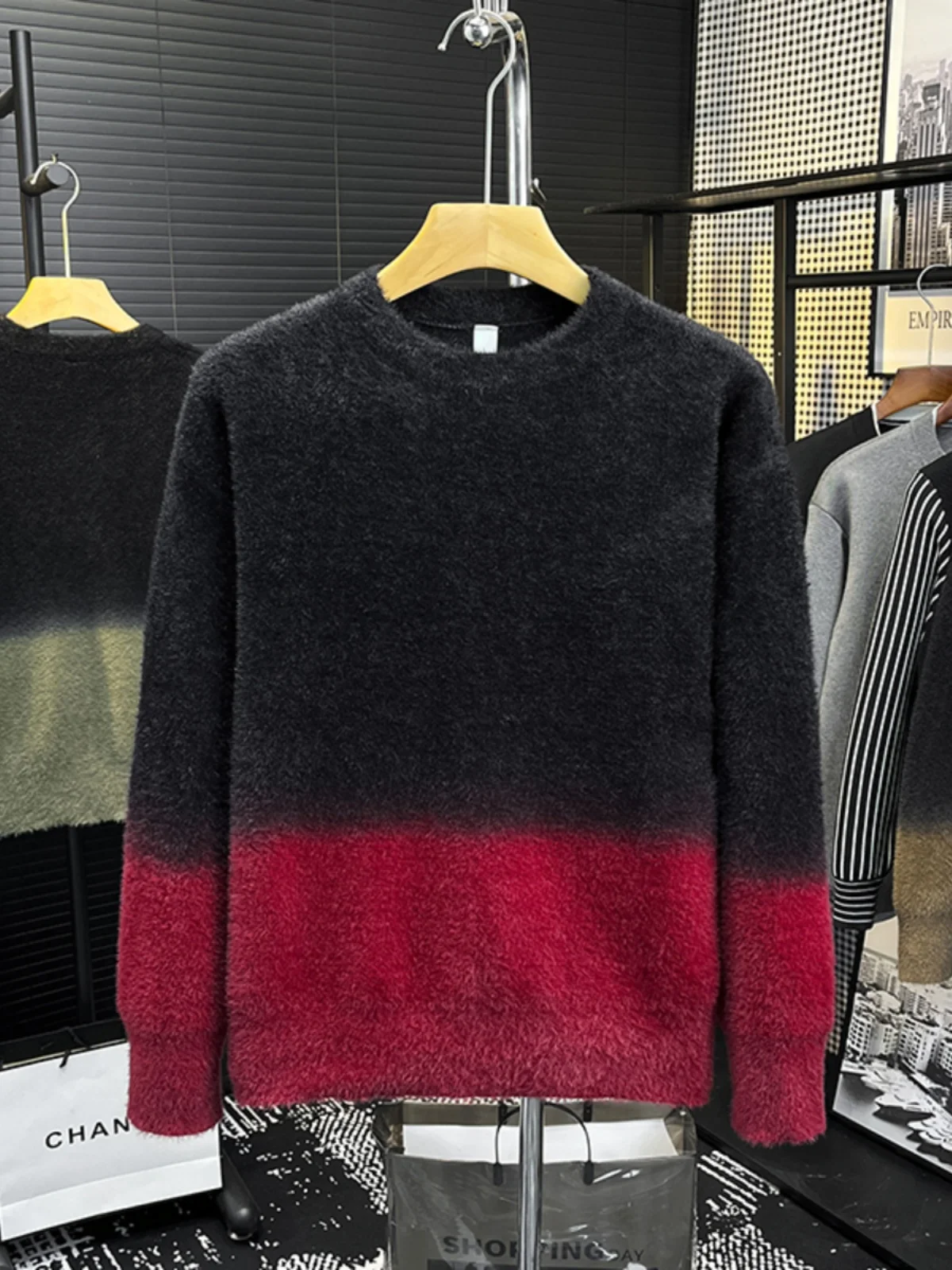 

Мужской вязаный свитер Adient Color Blo, зимнее утепленное шерстяное пальто с длинными рукавами, молодежный дизайн с круглым вырезом, корейский стиль