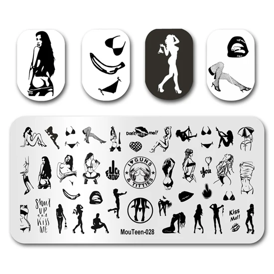 Nail Art Stamp Plate MouTeen-223 Cowboy Boot Nail Stamping Plates Manicure Set For Nail Art Stamper