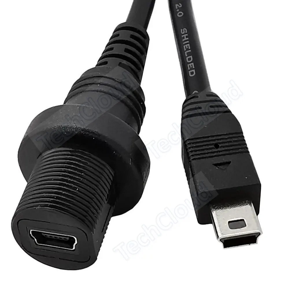 IP67 Mini USB Waterproof Cable USB Mini-5pin IP 67 Male to Female Panel Mount Water Proof Connector Extension cord 30cm