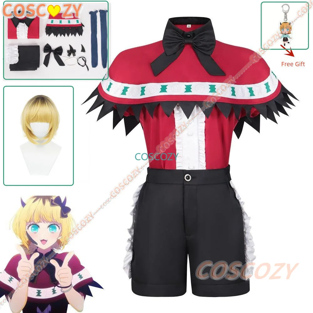 Disfraz de Cosplay de Anime Oshi No Ko Memu Cho para mujer, peluca, faldas, uniforme, traje de escenario rojo, trajes de fiesta de Halloween, nuevo