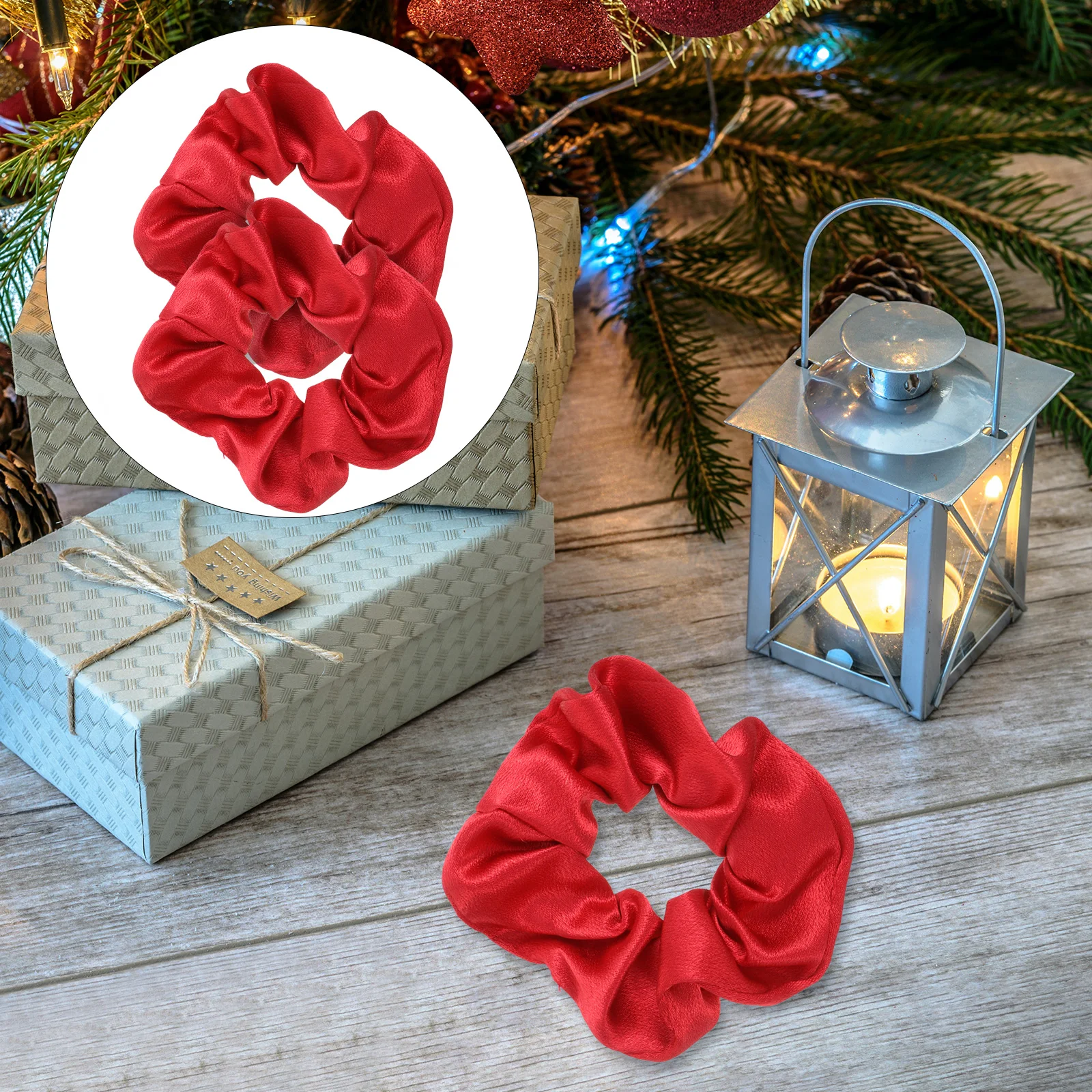 

10 шт., красные круги для волос, рождественские аксессуары, эластичные резинки для волос для девочек, держатели для хвоста, шелковые декоративные браслеты