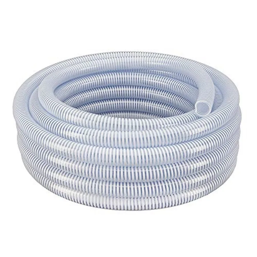 

1.5 Dia x 25 ft Clear Flexible PVC Suction and Discharge Hose with White Reinforced Helix for Industrial Pumping Water Transfer