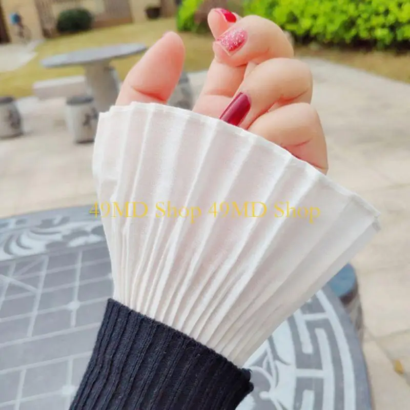 49MD Women Detachable Sleeve Fake Cuff Lace Pleated Sleeve False Cuff Wristband