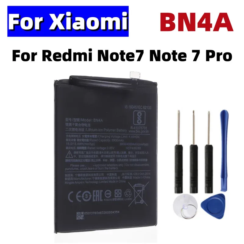 

BN4A Replacement Battery For Xiaomi Redmi Note7 Note 7 Pro M1901F7C BN4A Phone Battery 4000mAh+ Free Tools