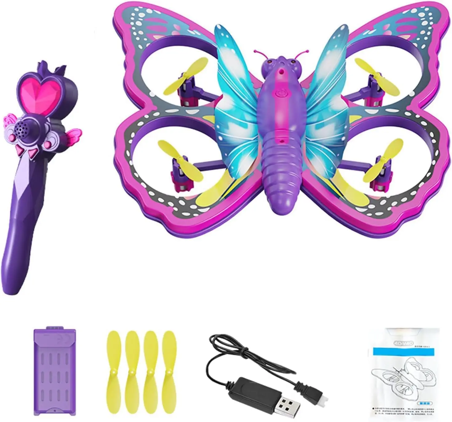 V40 Glitter Butterfly RC Plane 2.4GHz RC Butterfly Drone With Gravity Sensing RC Quadcopter Flying Toys Gifts Drones for Boys