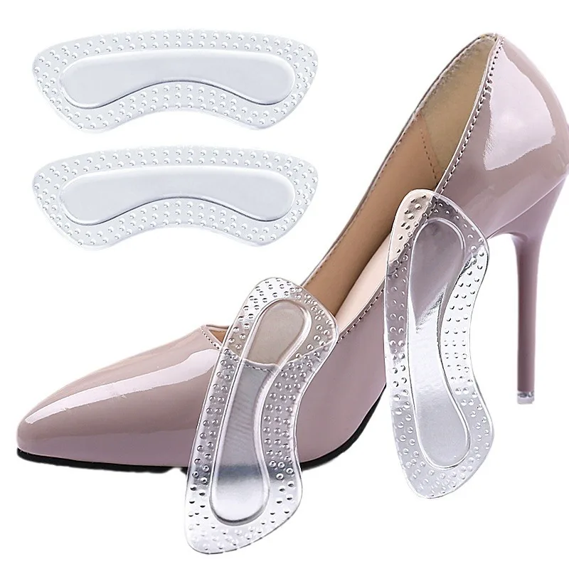2/1Pair GEL Protezioni per tallone Donna Cuscino in silicone Cuscinetti per scarpe antiscivolo per tacchi alti Dimensioni regolabili Solette Strumenti per la cura del piede
