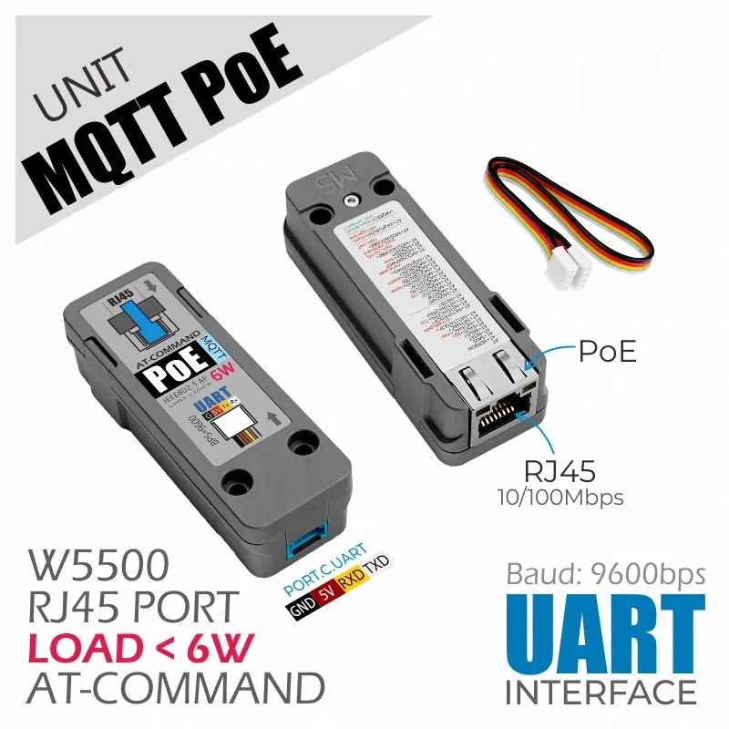 Official M5Stack MQTT Ethernet Communication Module PoE Powered with Built-in W5500 for Remote Data Acquisition