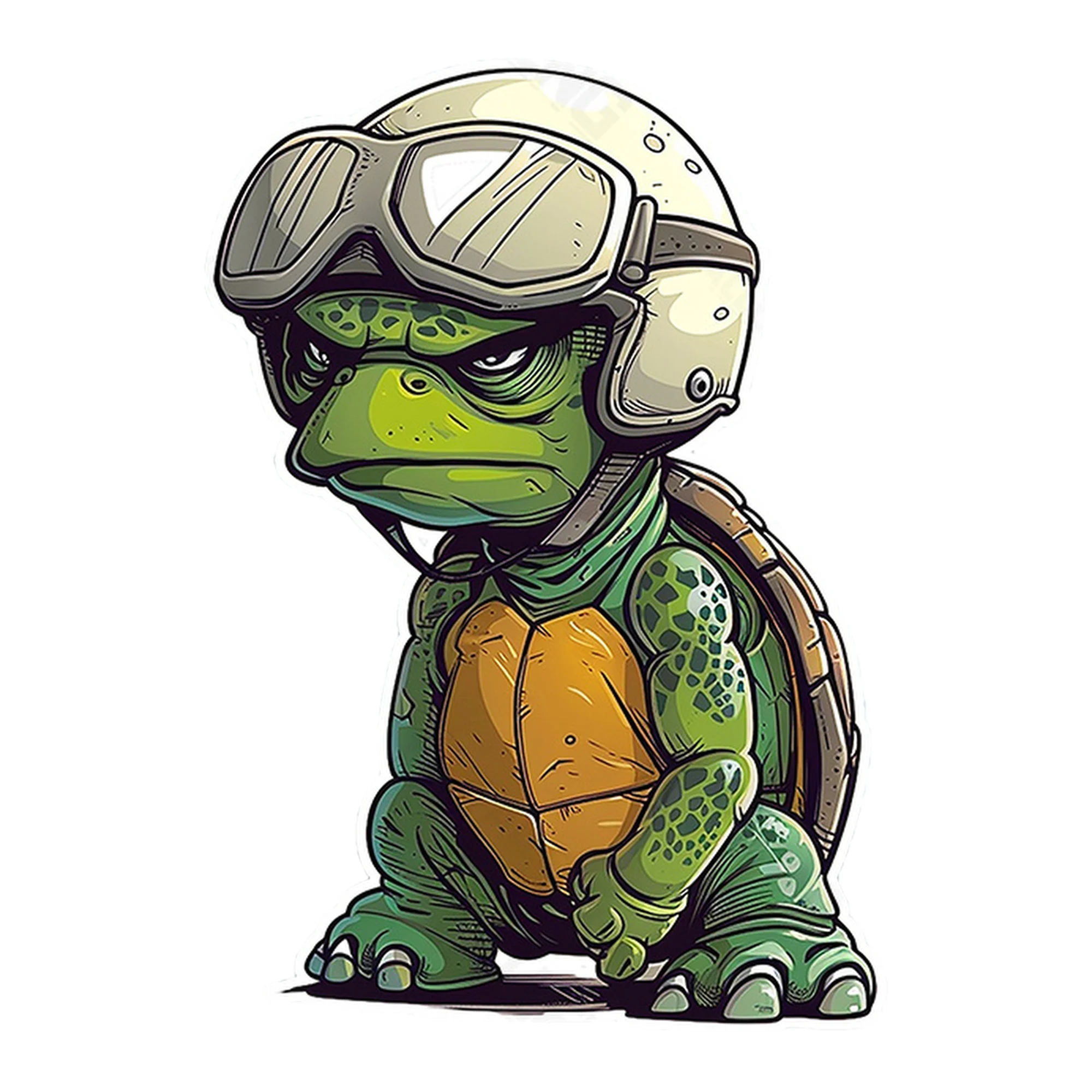 Grumpy Turtle Pilot Vinyl Car Sticker, Elegant Decal for Motorcycle, Laptop, Water Bottle, Fridge, Smooth Surfaces Decor