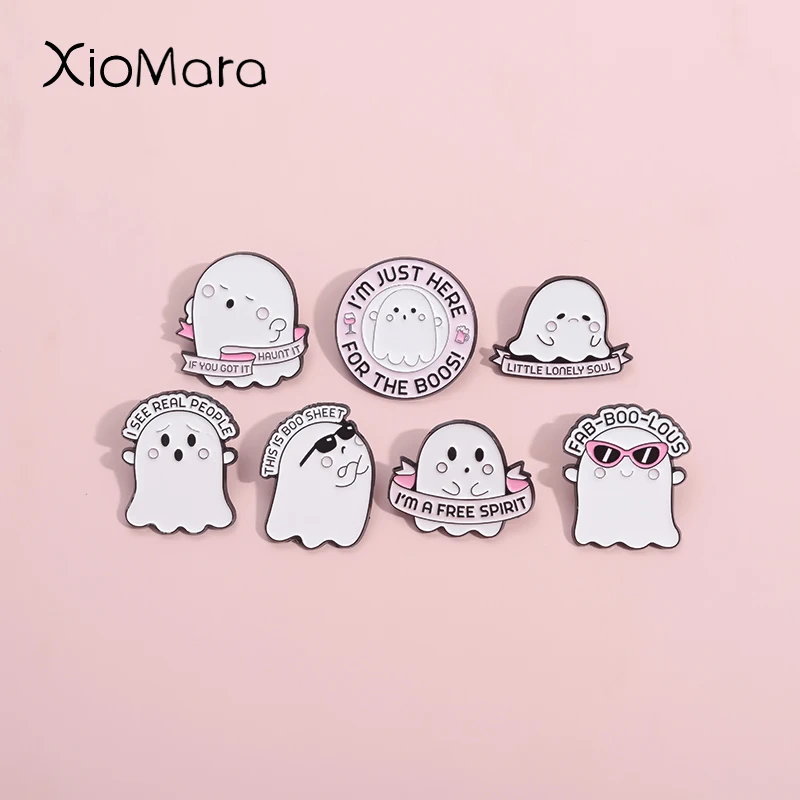 This Is Boo Sheet Enamel Pin Cute Cool Ghost Brooches Bag Clothes Halloween Lapel Badge Punk Decorate Jewelry Gift For Men Women