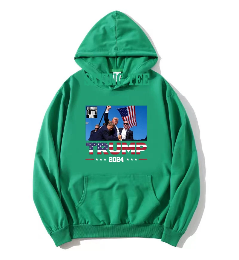 Trump 2024 Fighting Fighter Straight Outta MAGA Take America Back Hoodie Men's Fashion Hooded Clothing Cotton Sweatshirt Sweater