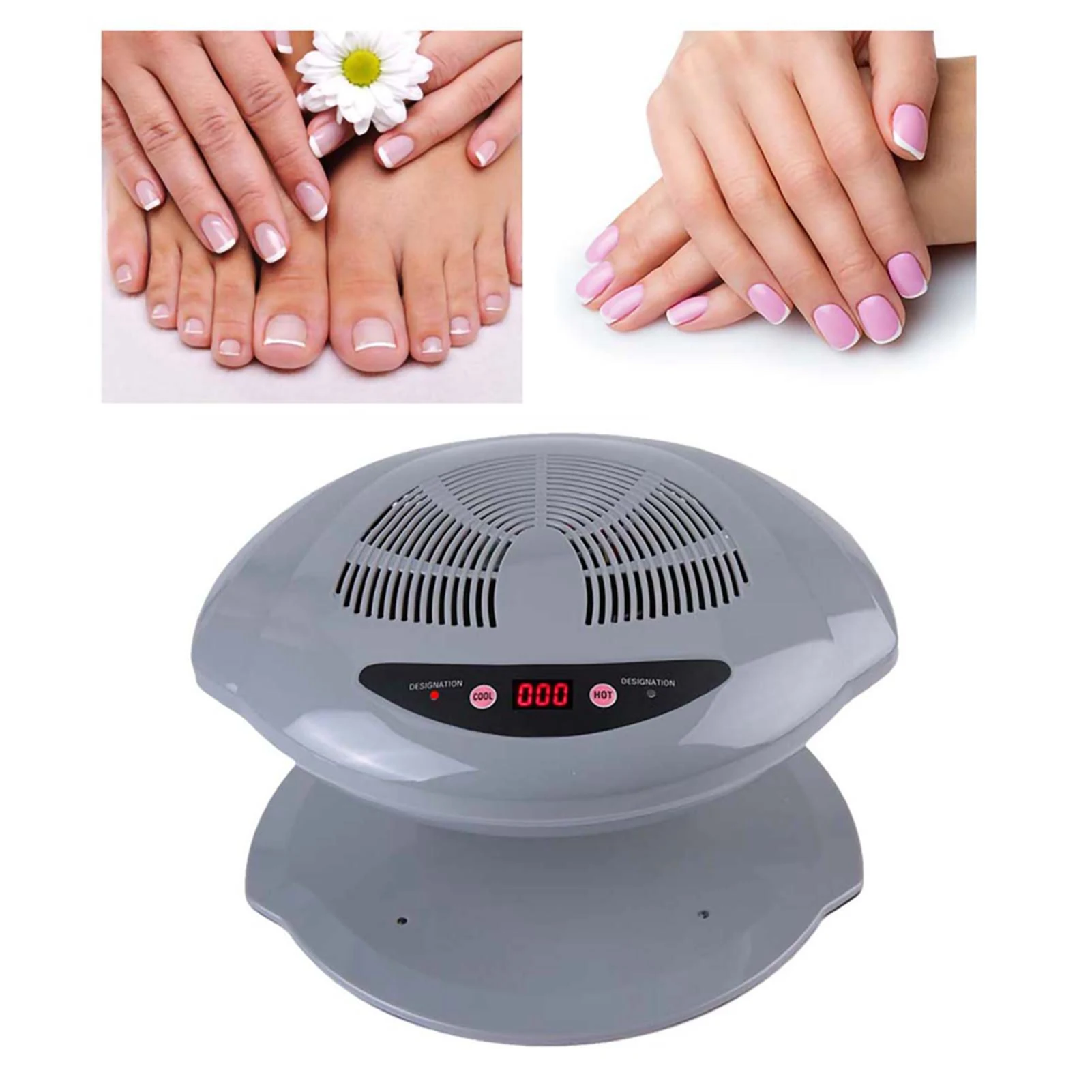 Nail Dryer Temperature Sensor Nail Polish Dryer 2 in 1 Grey Cool/Warm Air Blow Temperature Sensor Nail Polish Dryer Machine