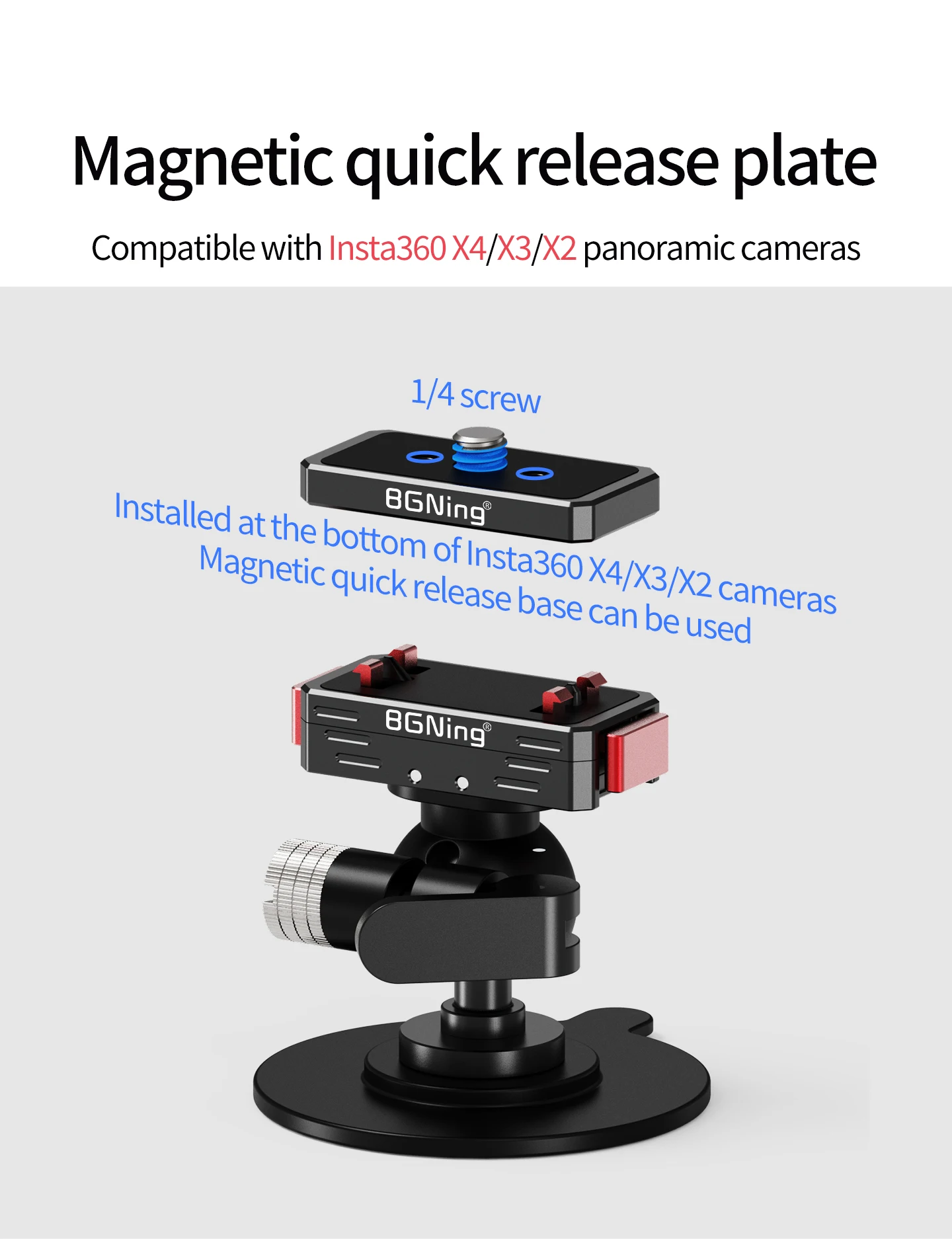 Verstellbare Kugelkopf-Kamerahalterung mit Klebe- und Saugnapfbefestigung für Motorrad und Auto, geeignet für Insta360 GO Ultra X5 X6 Ace Pro2 mit Magnetfuß – Detail 19
