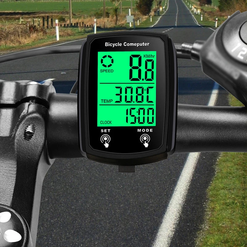 Bicycle Computer LED Digital Wired Cycling Computer Speedometer Touchscreen Bike Speed Odometer with Backlight Bike Accessories