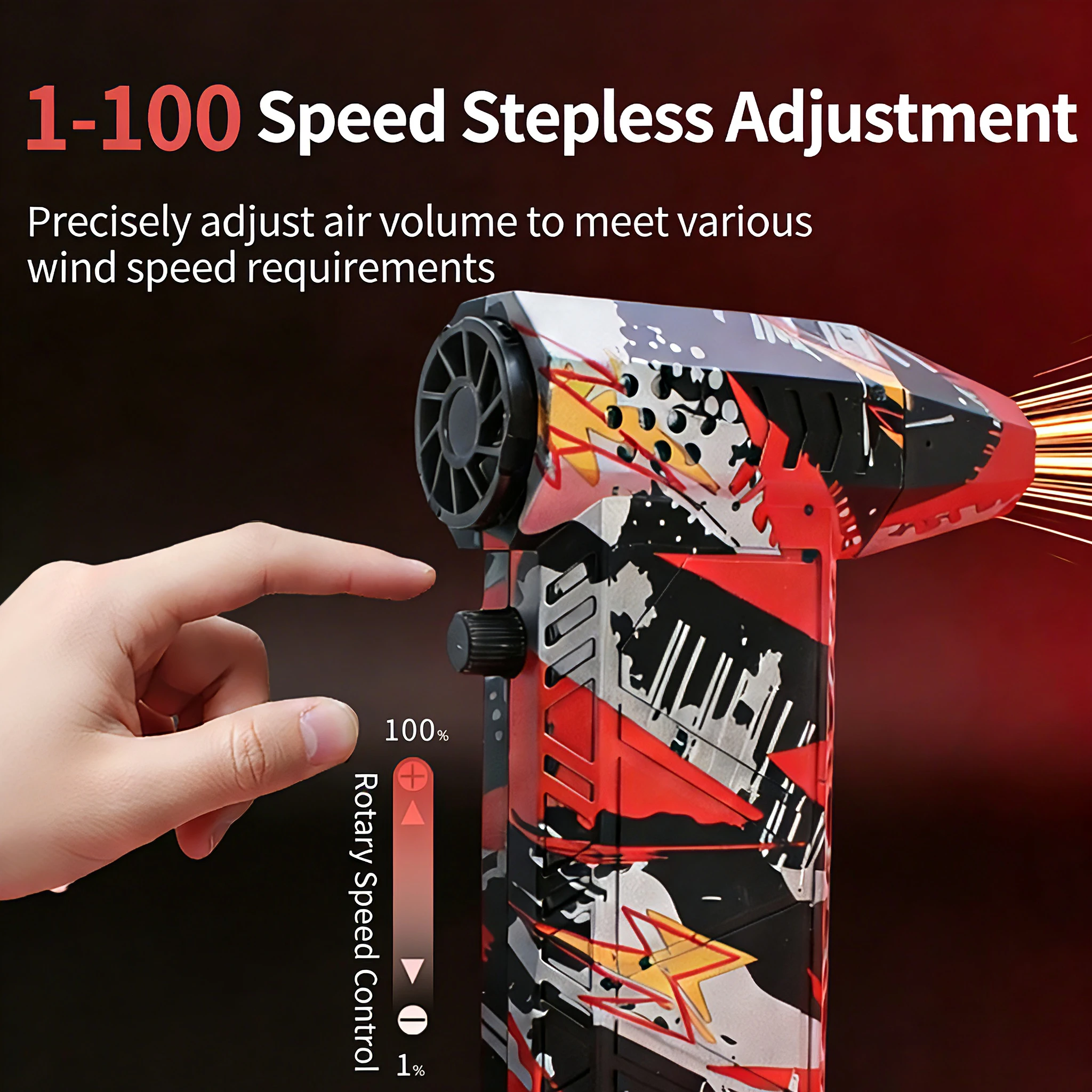 

X9 Silver-Black-Red Brushless Vacuum Fan,300000 RPM, 75m/s Wind Speed,3-in-1 Turbo Jet for Blowing,Car Washing