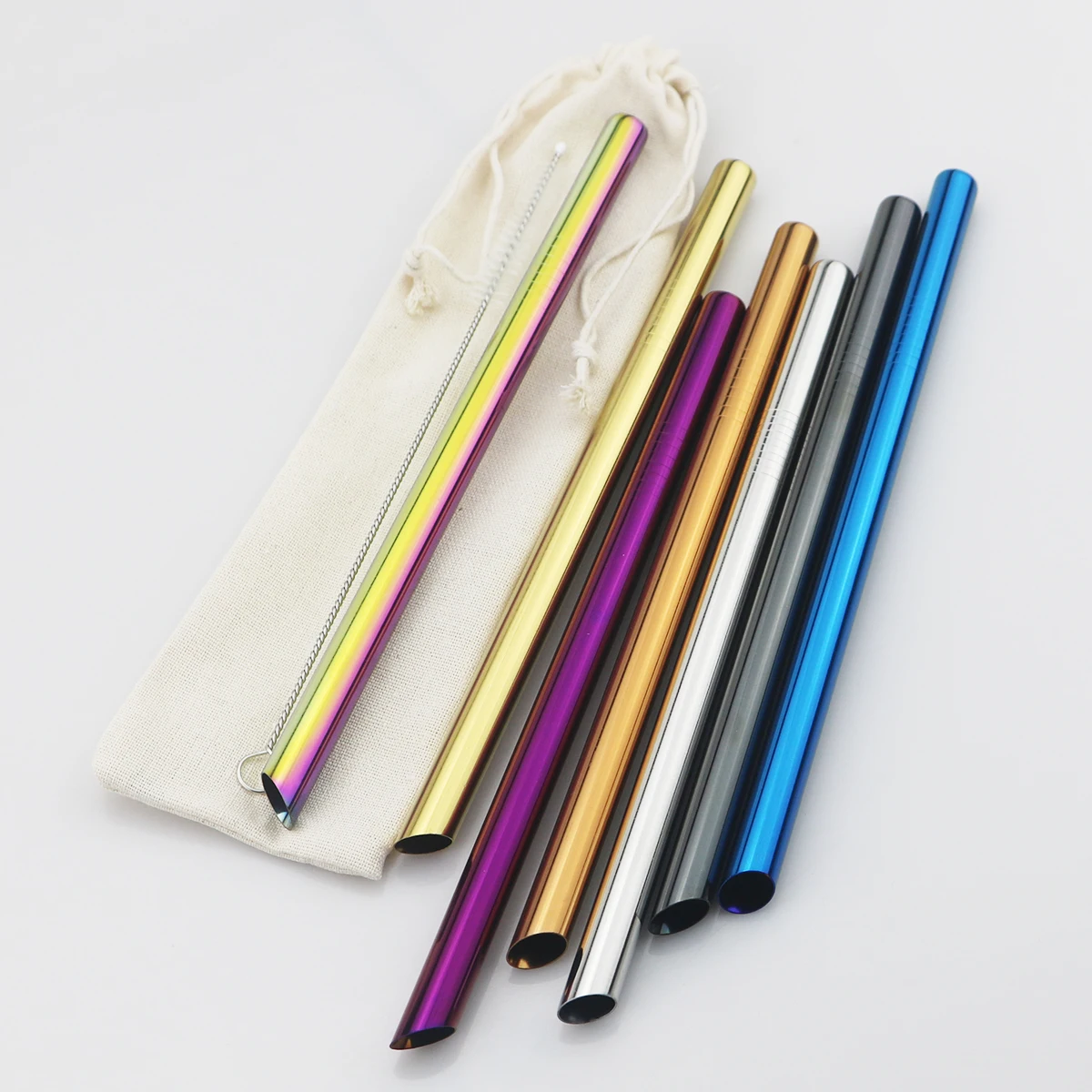 Metal Drinking Straw Set Colorful Reusable 304 Straw Stainless Steel Straw Wide 12mm Pearl Milkshake Bubble Tea Straw With Brush