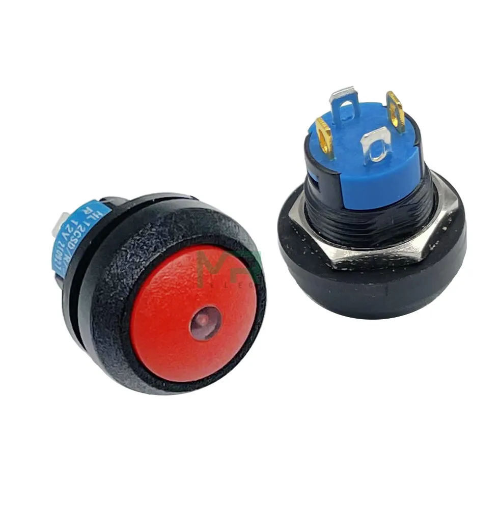 NOWOŚĆ 12mm samoresetujący i samoblokujący 12v kulisty przełącznik przyciskowy Mini LED 4-pinowy wodoodporny okrągły przełącznik z lampą — zdjęcie 5
