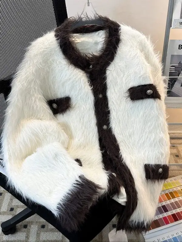 

Утепленный шерстяной вязаный кардиган мужской, осенне-зимний, теплый, на флисовой подкладке, в стиле ретро, на пуговицах, повседневный свитер-пальто