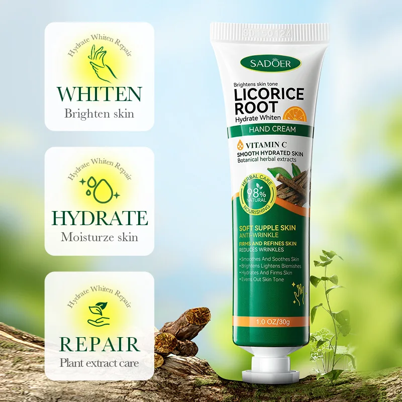 SADOER Zoethout Whitening Handcrème: Plant Essence doordrenkt, hydraterend en hydraterend, ideaal voor droge handen in de herfst en winter