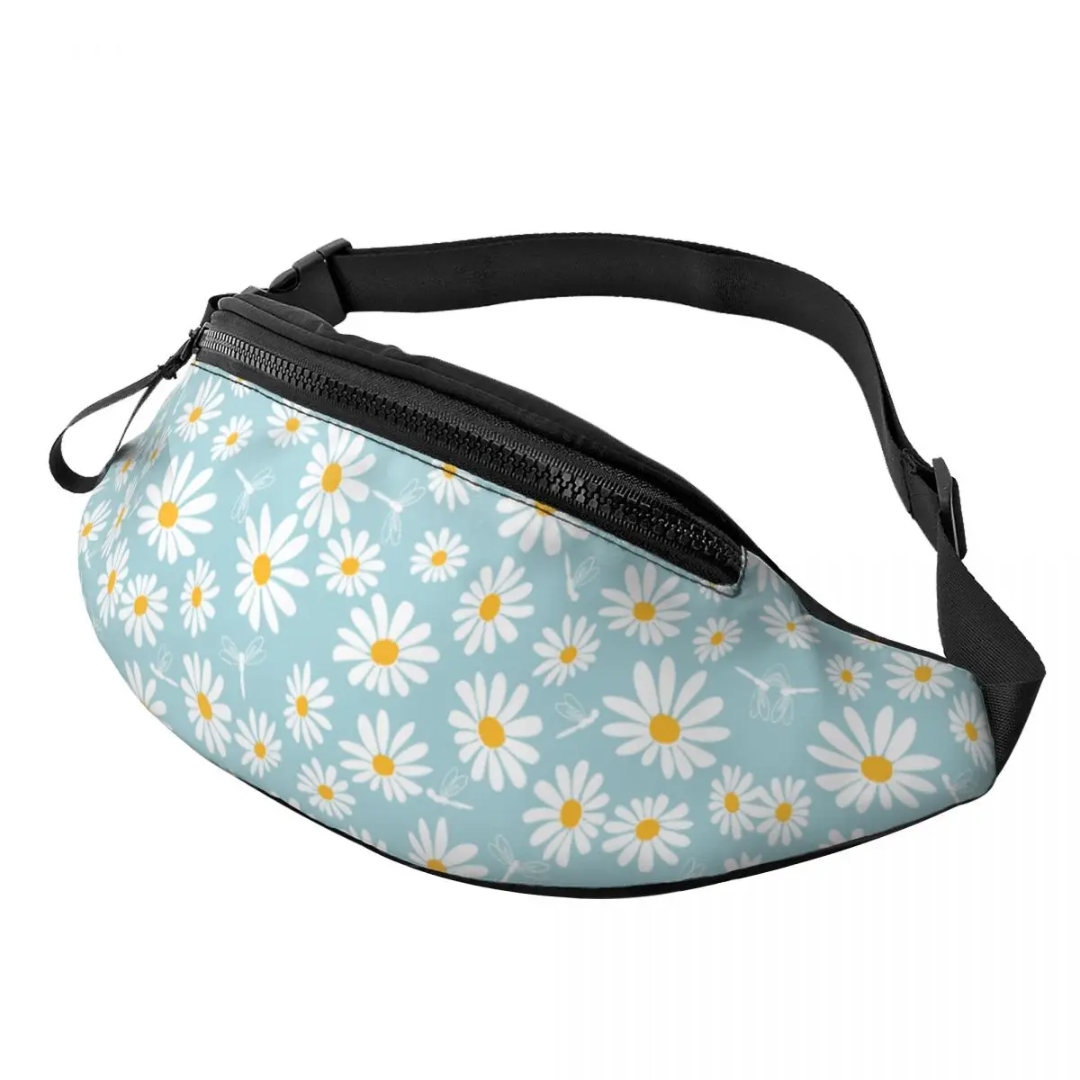 Riñonera de margaritas para hombre y mujer, bolsa de cintura cruzada Floral personalizada para ciclismo, Camping, dinero para teléfono