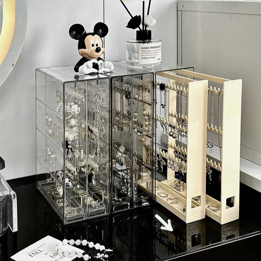 Dustproof Transparent Jewelry Storage Box Earring Necklace Bracelet Hanging Multi-layer New 2024 Organizer for Home Use