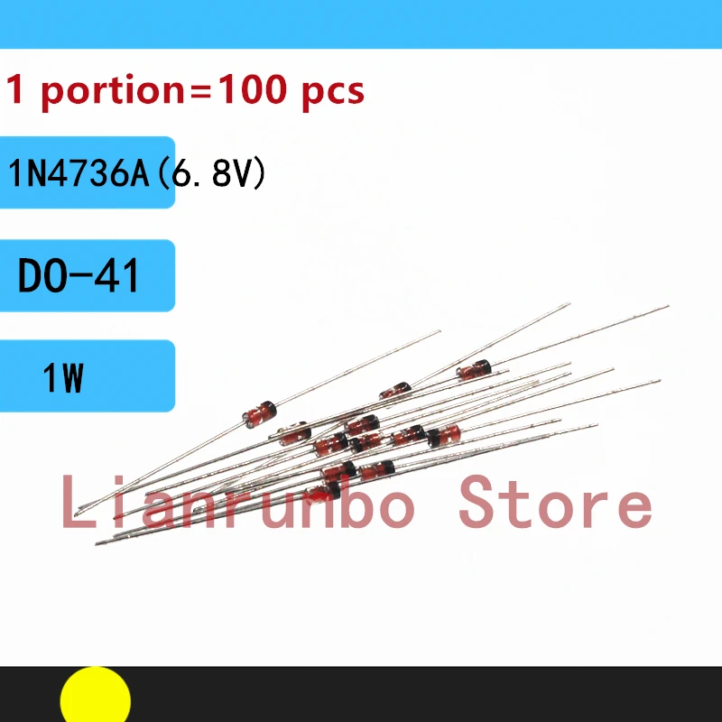 100PCS/Lot Power 1W W Direct Plug Zener Diode 1N4736 6.8V