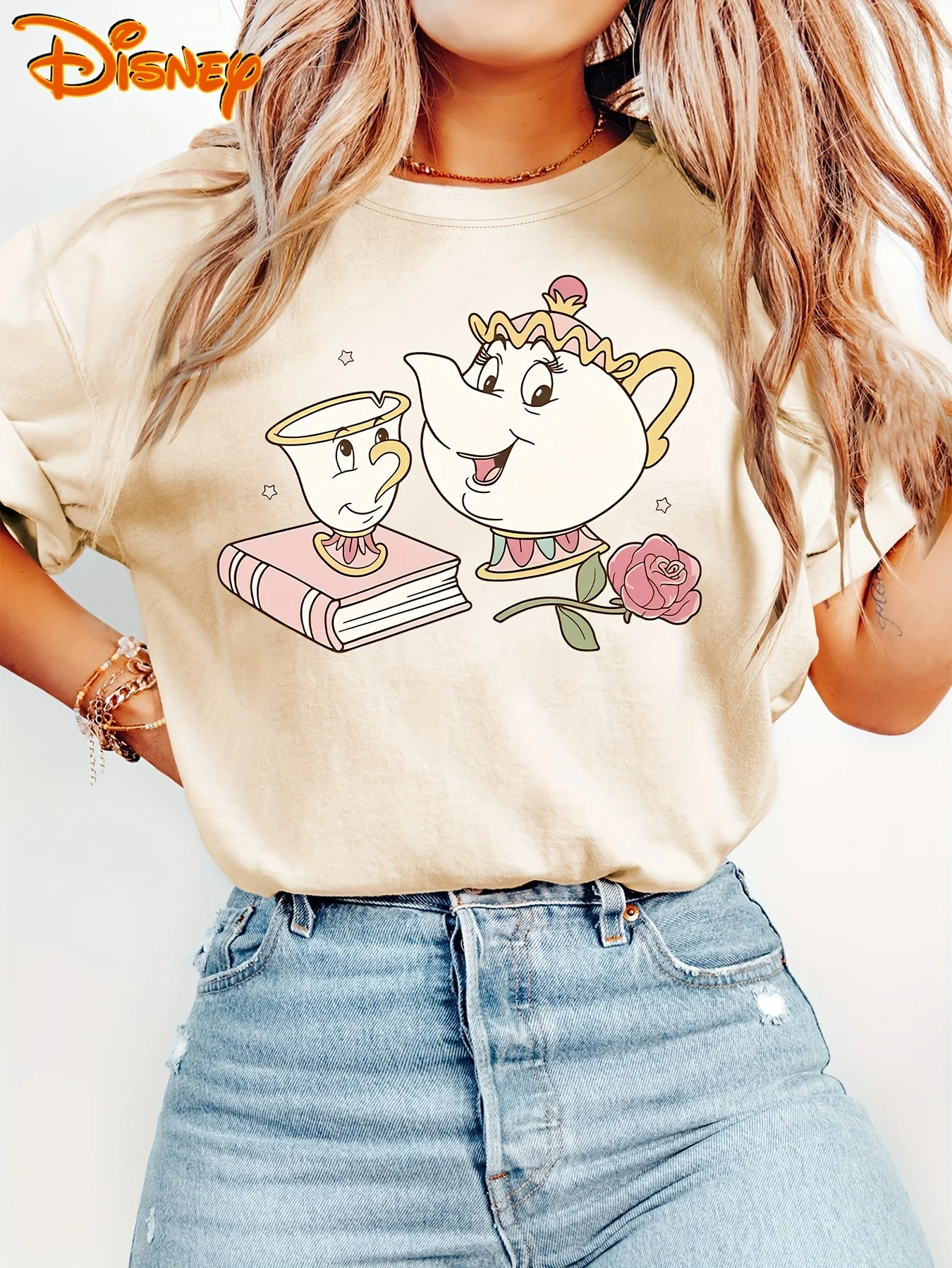 Disney Die Schöne und Das Biest Prinzessin Frauen Männer Baumwolle T Shirt T Unisex Kurzarm Übergroßen Casual Paar Streetwear Vintage