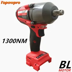 Fit For Milwaukee 18V Battery 1300NM Large Torque Cordless Wrench Brushless Electric Impact Wrench Repair Power Tools Car Truck