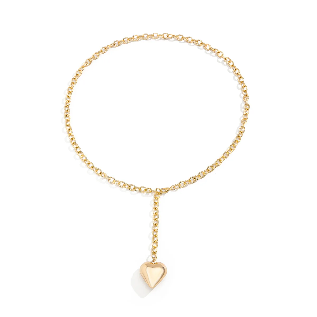 Exaggerated Long Heart-Shaped Pendant Necklace Bracelet Set
